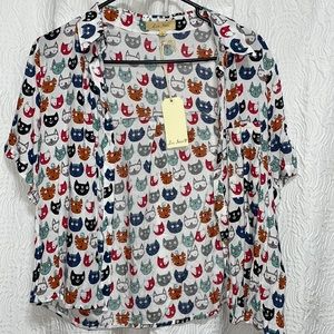 Button up Cat detailed Women’s L shirt